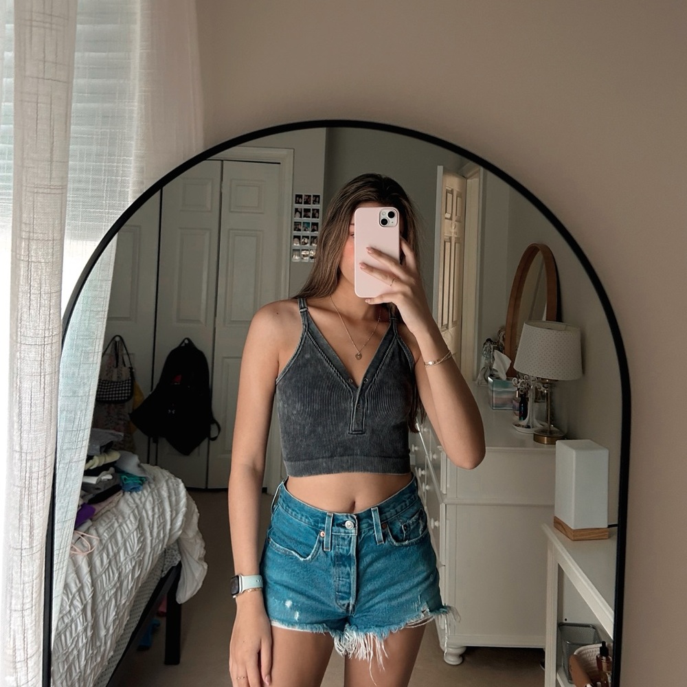 Charcoal Ribbed Tank